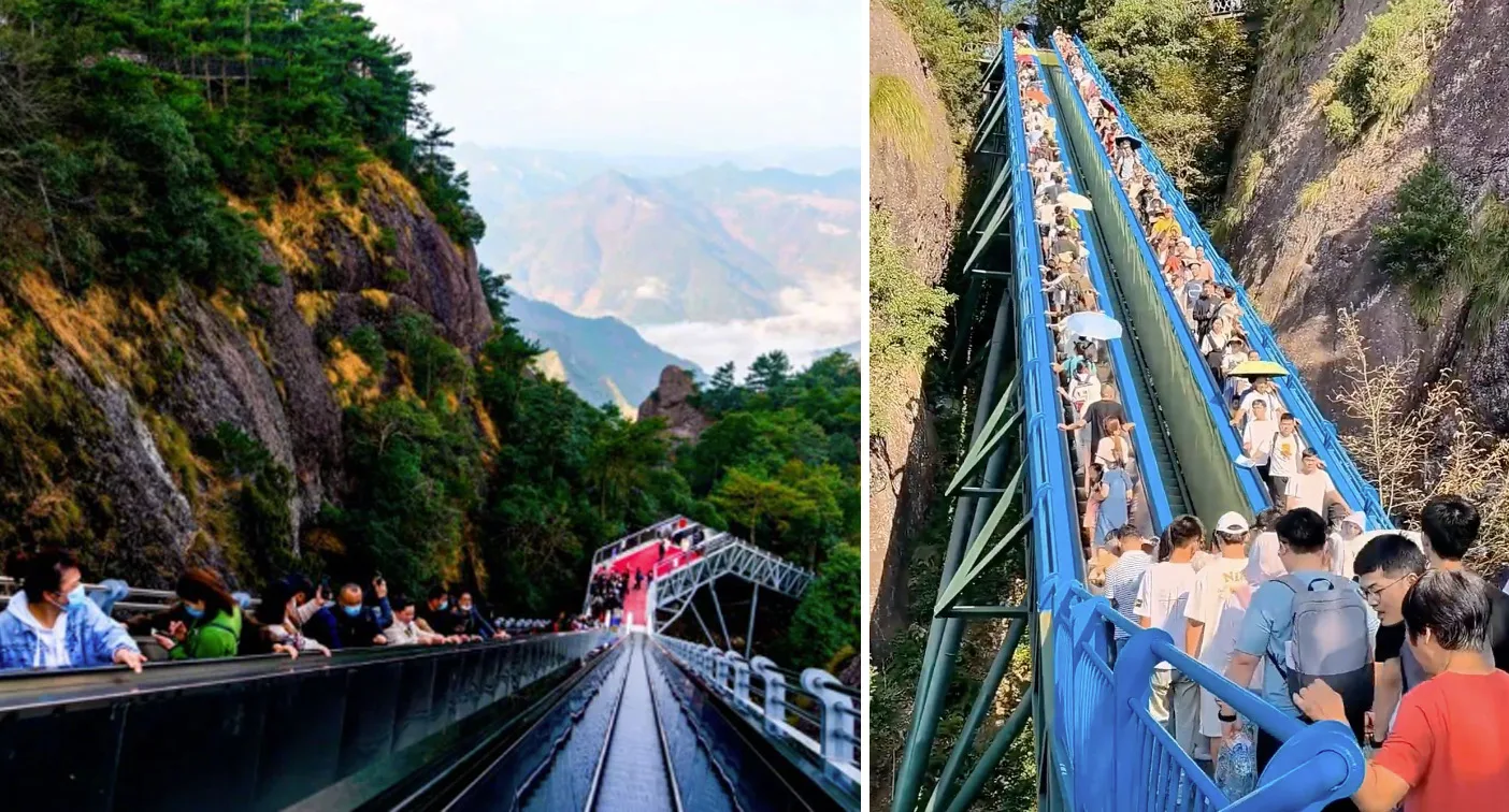 Gunung di China Dipasangi Eskalator untuk Memudahkan Pengunjung, Warganet Protes